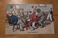 Artist Signed Anthropomorphic Dressed Dogs Playing Cards Postcard  picture