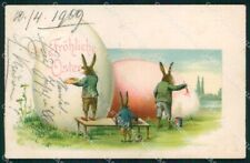 Augurale Dressed Rabbit Easter Pasqua 1900 cartolina KF6812 picture
