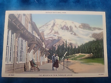 vintage postcard washington state mountain from paradise lodge rainer snow top picture