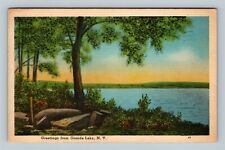 Oneida Lake NY, Greetings, Scenic Shoreline View VintageNew York c1938 Postcard picture