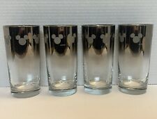 Vintage Disney Silver Metallic Mickey Sparkle Ears 5.5” Drinking Glasses set 4 picture