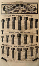 rare antique vintage print ad Reynolds company screws & bolts hardware Ephemera picture