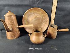 Vintage 60's Recuerdo De Chile Hammered Copper Lot Pots Bowl Plate OG Patina  picture