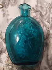Abraham Lincoln Blue Translucent Glass Bottle With Malice Toward None Vintage picture