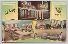 El Ray Utah's Finest Cafe Cedar City Utah Vintage Linen Postcard picture