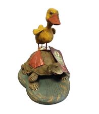 American Chestnut Folk Art Going Places Figurine Duck Riding On Turtles Back picture