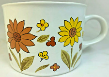 VINTAGE RETRO 1982 FTD SOUP MUG OVERSIZED COFFEE MUG YELLOW, BROWN, WHITE FLORAL picture