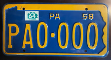 1958-1964 Pennsylvania PA license plate sample, excellent original condition picture