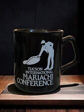 Coffee Mug Vtg Tucson International Mariachi Conference Black Cup White Logo Htf picture