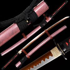 Pink Katana Real Sharp Manganese Steel Battle Japanese Samurai Sword Handmade picture