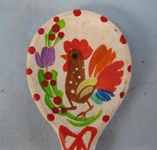 Budapest Hungary Wooden Souvenir Spoon Rooster & Flowers Handpainted Red White O picture