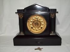 1882 Ansonia Key Wind Pendulum Movement ~ Metal Antique Mantle Clock ~ Does Work picture