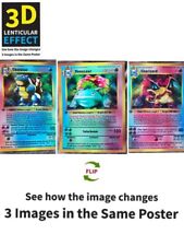 Pokémon-Venusaur,Charizard,Blastoise3D Poster 3D Lenticular Flip Effect,3 In One picture