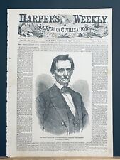 MAY 26 1860 HARPER’S WEEKLY WINSLOW HOMER ENGRAVING OF BRADY ABRAM LINCOLN PHOTO picture