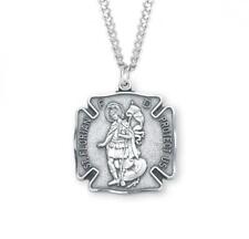 Saint Florian Sterling Silver Fire Fighters Medal Size 1.1in x 0.9in picture