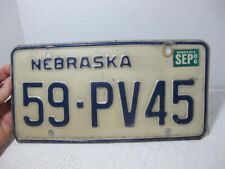1980's Nebraska Expired License Plate Navy & Off White 59-PV45 picture
