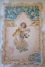 Antique Late 1800s Embossed Victorian Valentine Child, Flowers & Poem picture