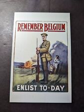 Mint France Recruitment Advertisement WWI Postcard Remember Belgium Enlist Today picture