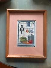 Vintage Boho Wall Hanging Handmade Cross Stitching cottage primitive decor picture
