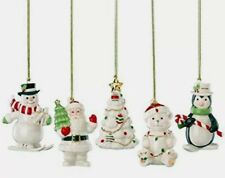 Lenox Christmas Ornaments Set 5 Pc Very Merry Porcelain Gold Accents picture