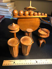 Vintage set of miniature wood drums / percussion instruments picture