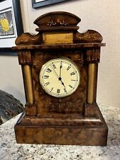 Beautiful Brown Cast Resin Mantel Clock With Beautiful Etching picture