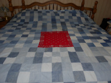 Handmade Upcycled Denim & Cotton Jean Patchwork Cabin Blanket or Bed 84” x 73
