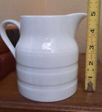 Vintage Lord Nelson Pottery England Pitcher creamer Jug 8-74 White Ringed 4¾ In. picture