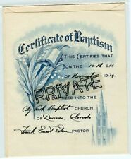 1934 Baptismal Certificate-Denver Colorado-Ruth Powell-City Park Baptist Churc   picture