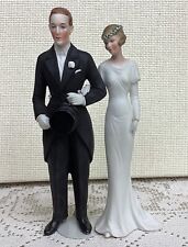 GERMAN HERTWIG ART DECO BISQUE BRIDE & GROOM 8” Beautiful Details Cake Topper EX picture
