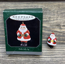 Vtg 1998 Hallmark Keepsake Ornament Miniature Holly Jolly Jig Santa Gold Buckle picture