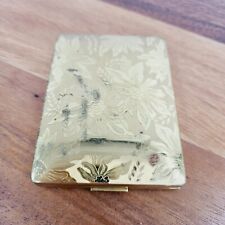 Vintage Elgin American Cigarette Case USA Made Gold Tone Metallic Etched Flowers picture