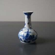 Vintage Delft De Porceleyne Fles 8066 Miniature Bud Vase 3-1/2