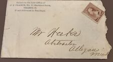 1886 Legal Letter CF France Toledo Ohio to HC Weeks Allegan Michigan  picture
