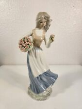 Tengra Valencia SPAIN Porcelain Girl Figure With Flowers In Basket 11.5” Tall picture