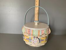 LONGABERGER 2008 EASTER BASKET WITH LID, JELLYBEAN SIGN, FABRIC, PLASTIC INSERT picture