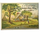 VICTORIAN JEWELERS TRADE CARD GA SCHLECHTER (READING PA) Music Store B74 picture