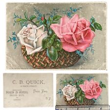 Vintage Ad Trade Card C.B. Quick Dealer in Oysters 48 Main Street Penn Yan NY picture
