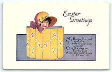 1933 EASTER GREETINGS GIRL IN HAT MANSON IOWA POSTCARD P3291 picture