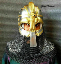 Medieval Armour Steel & Brass Viking Vendal Helmet Spectacle Chain mail Armor picture