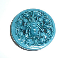 Wonderful Large King Bee Art Stone Prussian Blue Colored Shank Button 2-1/8