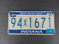 1990 Indiana License Plate 94X1671 Back Home Again picture
