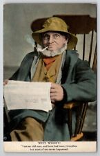 Seaman With Rain Hat And Pipe Why Worry Postcard S23 picture