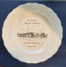 Vintage Assembly Of God Church Covina CA 40th Anniversary Souvenir Plate picture