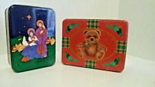 Lot of 2, rectangle Christmas tins picture