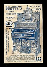 c1890 Stock Victorian Trade Card Beatty's Famous Beethoven Organ picture