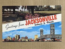Postcard Jacksonville FL Florida Banner Greetings Bridge Gateway Vintage PC picture