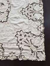 Vintage Cream Madeira Embroidered Cutwork Table Cloth 200x158cms picture
