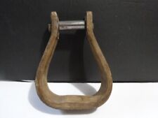 Single vintage Wooden Metal Band Stirrup - 7.25”T  5.75”W  2”D picture