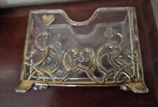 Antique  Glass Gold Playing Card Deck Holder Decorated With Heart and Club picture